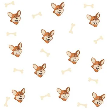 Dog faces with a bone on the background Stock Illustration