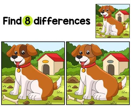 Dog Farm Find The Differences Stock Illustration