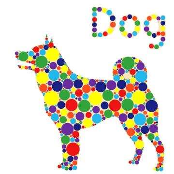 Dog filled with colored circles Illustrazione stock