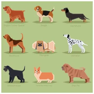 Dog flat icons set Stock Illustration