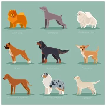 Dog flat icons set Stock Illustration