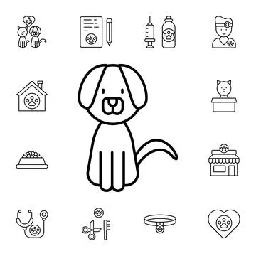 Dog flat vector icon in petshop pack Stock Illustration