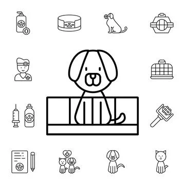 Dog flat vector icon in petshop pack Stock Illustration