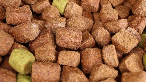 Dog food closeup texture pattern seamless looping rotating video footage hd Stock Footage 102679894