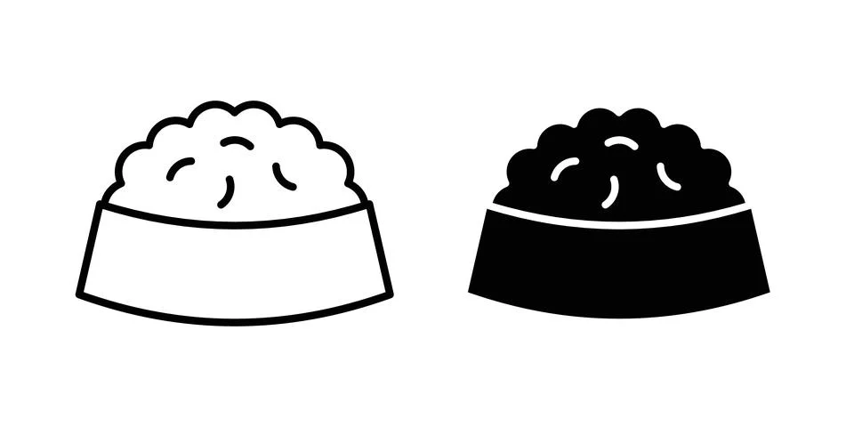 Dog food icon solid, line, and editable vector set. Stock Illustration