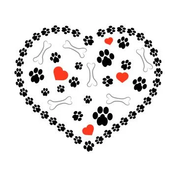 Dog Foot Print Pattern on White Background. Animal Paws Texture 스톡 일러스트