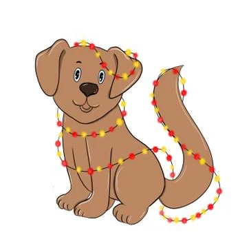 Dog in garlands Stockillustratie
