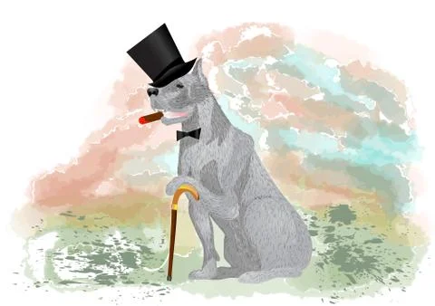 Dog gentleman Stock Illustration