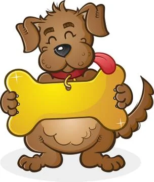 Dog with Giant Collar Tag Sign Cartoon Character Stock Illustration