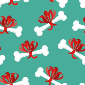 Dog gift Bone with bow pattern. present for home pet background Stock Illustration