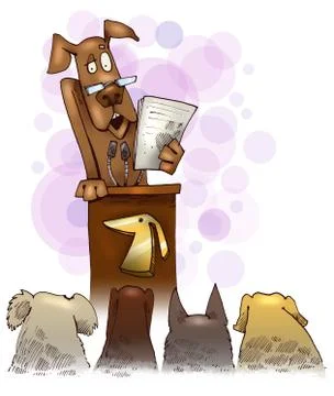 Dog giving a speech Stock Illustration