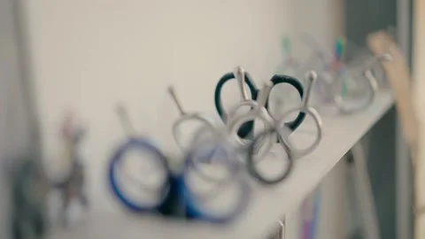 Dog grooming scissors. slow motion Stock Footage 220037682