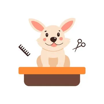 Dog grooming. Vector illustration in a simple style on a white background Stock Illustration