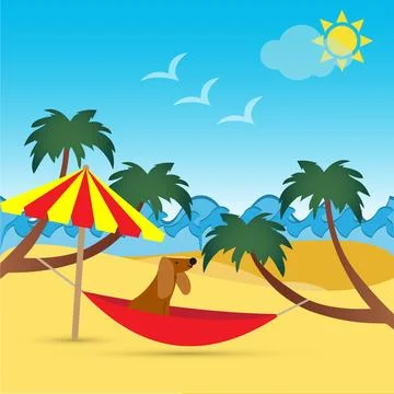 Dog on hammock Stock Illustration