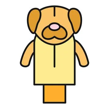 Dog hand puppet character in a simple flat icon style Stock Illustration