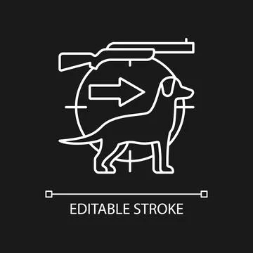 Dog handler white linear icon for dark theme Stock Illustration