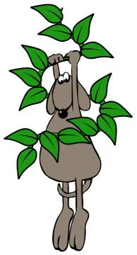 Dog hanging on to a vine Stock Illustration