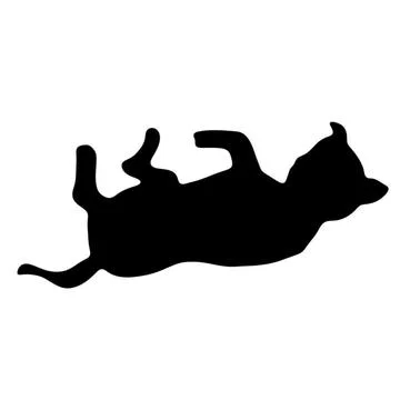 A dog happily playing by lying down to show love on seeing owner  black sil.. Stock Illustration