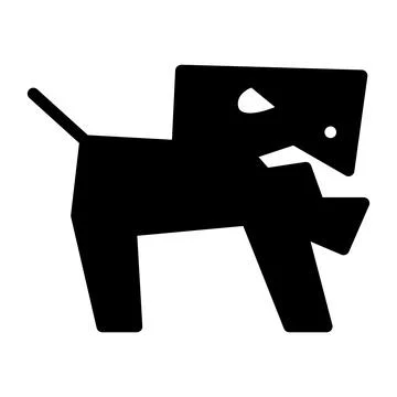 Dog has a rectangular body and head, with sharp angles forming its legs, ta.. Ilustração Stock