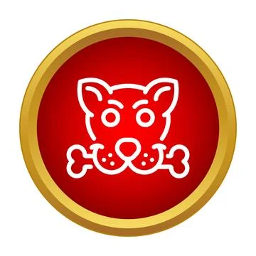Dog head with bone inside red circle icon Stock Illustration