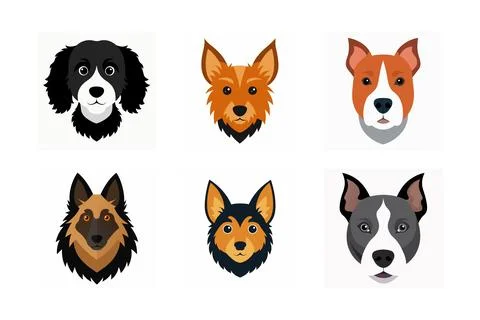Dog head breed vector art illustration bundle Stock Illustration