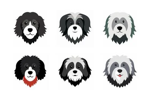 Dog head breed vector art illustration bundle Stock Illustration