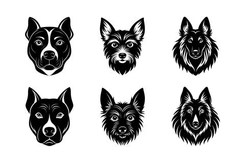 Dog head breed vector art illustration bundle Stock Illustration