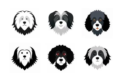 Dog head breed vector art illustration bundle Stock Illustration