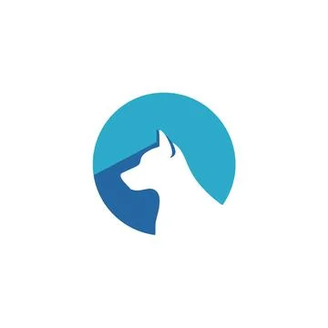 Dog head circle logo design. Simple and modern dog head logo design in a ci.. Illustrazione stock