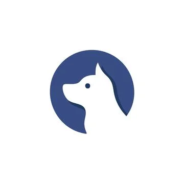 Dog head circle logo design. Simple and modern logo design featuring a whit.. Stock Illustration
