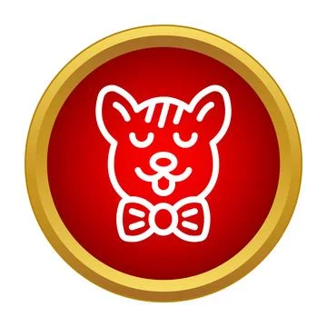 Dog head icon with bow tie in red circle Stock Illustration