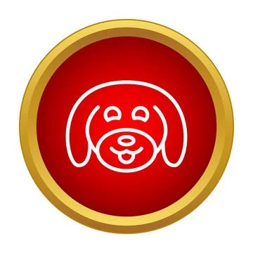 Dog head icon in red circular frame Stock Illustration