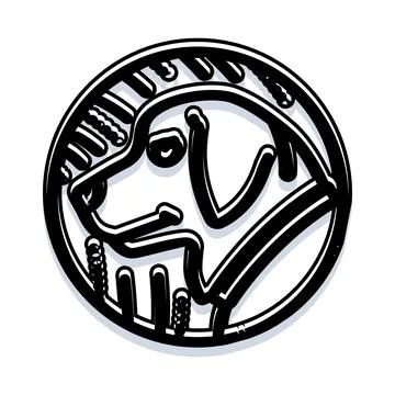 Dog head illustration creating a circular emblem logo Stock Illustration