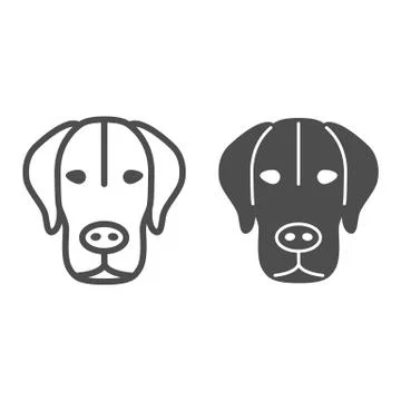 Dog head line and solid icon, pets concept, puppy face sign on white background 스톡 일러스트