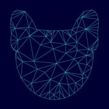 Dog head low poly triangulation triangulated polygonal electric cyan blue vib Stock Illustration