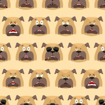 Dog head pattern. Pet background. Ornament face bulldog. Vector illustration Stock Illustration