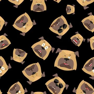 Dog head pattern. Pet background. Ornament face bulldog. Vector illustration Stock Illustration