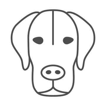 Dog head thin line icon, pets concept, puppy face sign on white background, dog Stock Illustration
