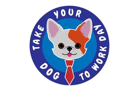 Dog head vector for take your dog to work design Illustrazione stock