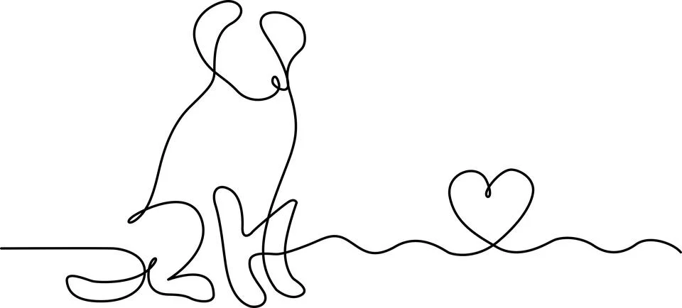 Dog with heart on beach Vector Illustrazione stock