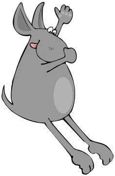 Dog holding its nose while jumping Stock Illustration