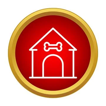 Dog house icon with bone in red circle 스톡 일러스트