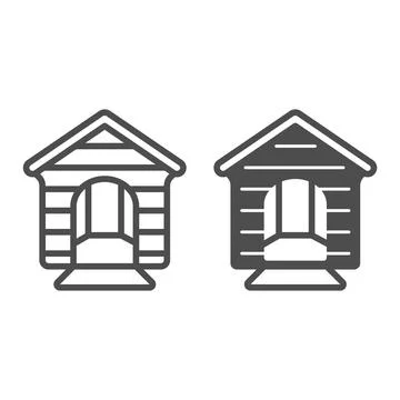 Dog house line and solid icon, animal hospital concept, kennel sign on white イラスト素材