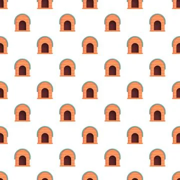 Dog house pattern repeating on white background Illustrazione stock