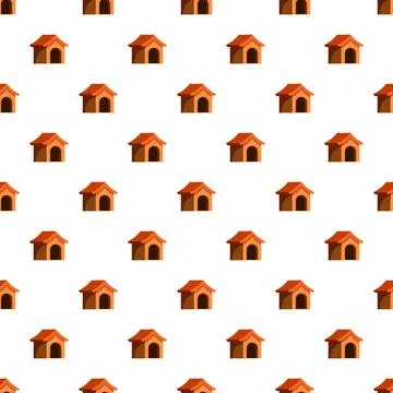 Dog house pattern repeating on white background Stock Illustration