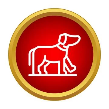 Dog icon button representing pet care and veterinary services Stock Illustration