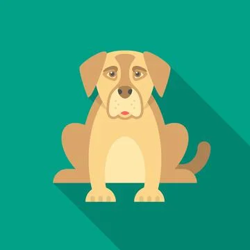 Dog icon with long shadow. Flat design style. Stock Illustration
