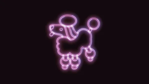 Dog Icon Neon Seamless Loop with Black Background 4K Stock Footage 311301603