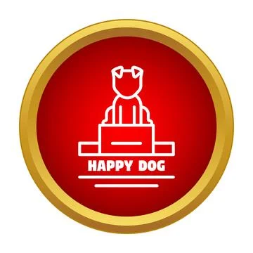 Dog icon on red button representing pet services Stock Illustration