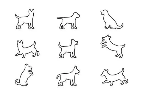 Dog icon vector, isolated black silhouette of a dog, collection Stock Illustration